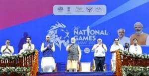 Narendra Modi, National Games 2022, National Games Gujarat, Opening Ceremony, Narendra Modi Stadium, નરેન્દ્ર મોદી, ગુજરાત, નેશનલ ગેમ્સ, ઓપનિંગ સેરેમની, 